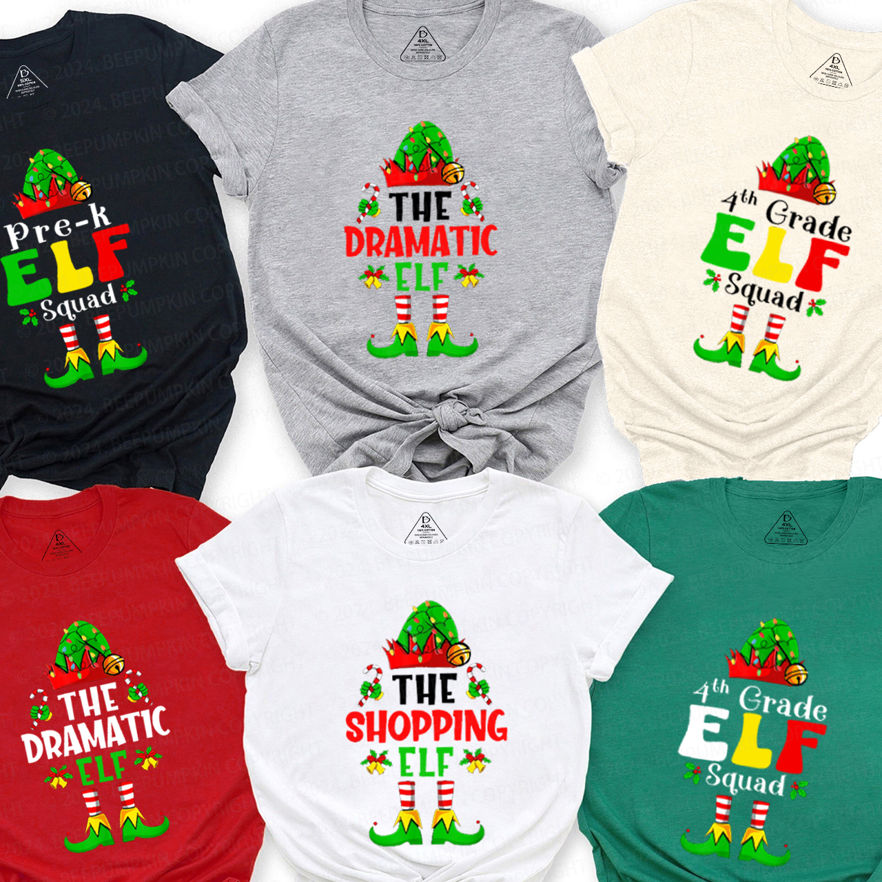 Christmas ELF Family Party Family Matching T-Shirts Beepumpkin