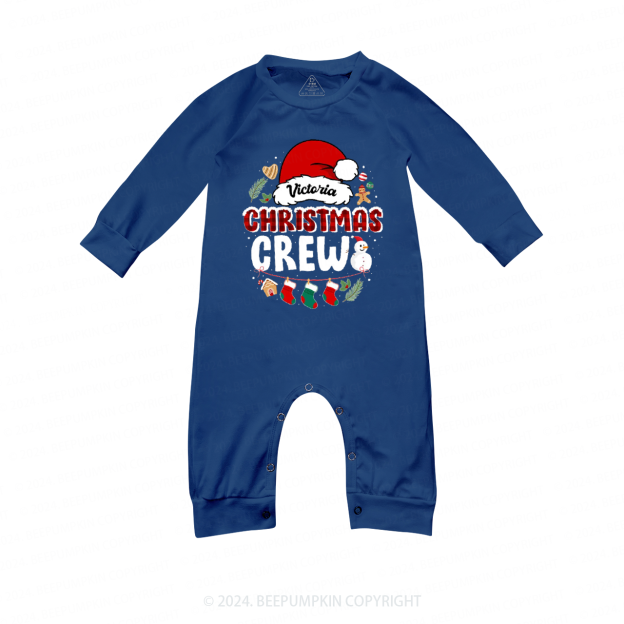 Personalized Christmas Crew Family Matching Blue Pajamas Beepumpkin