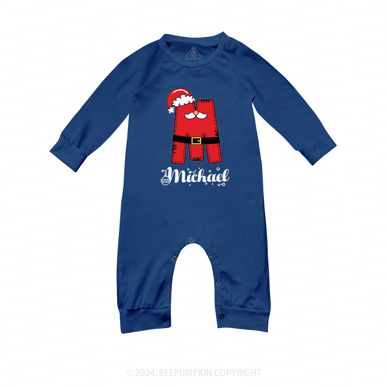 Personalized Christmas Santa Monogram Family Matching Blue Pajamas Beepumpkin