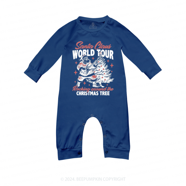  Santa Claus World Tour Family Matching Blue Pajamas Beepumpkin