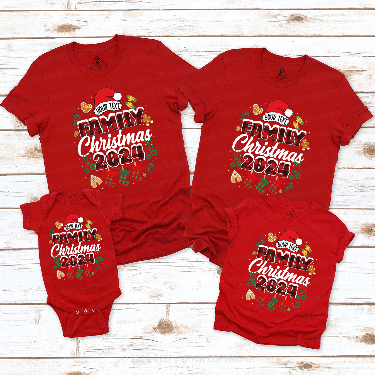 Personalized Gingerbread Snowflakes Family Matching T-Shirts Beepumpkin
