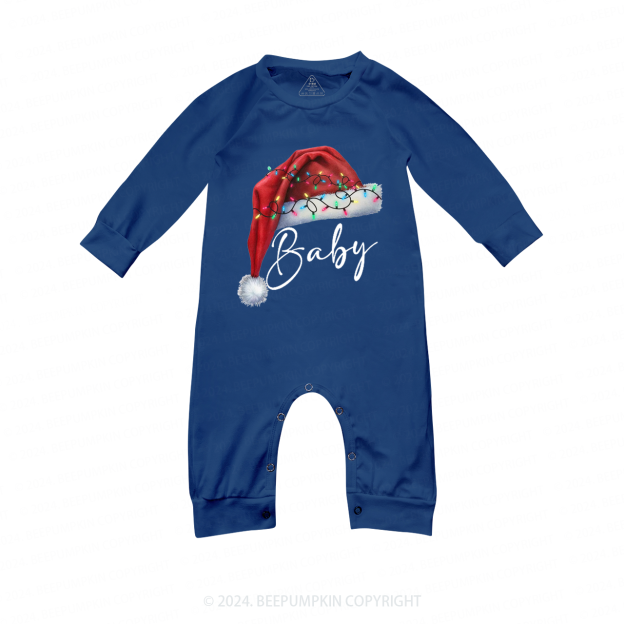 Personalized Lighted Christmas Hat with Name Family Matching Blue Pajamas Beepumpkin