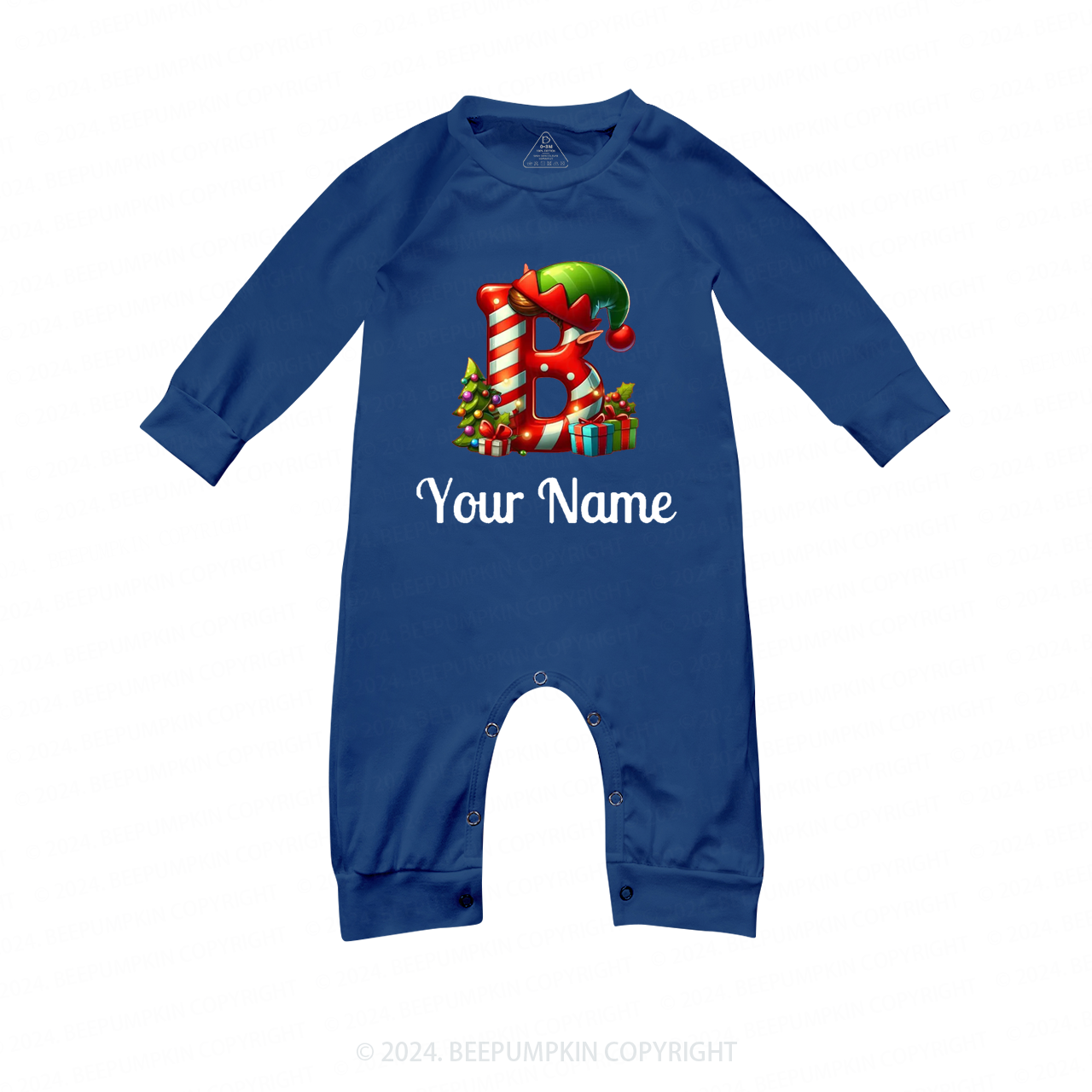 Personalized Elf Monogrammed Family Matching Blue Pajamas Beepumpkin
