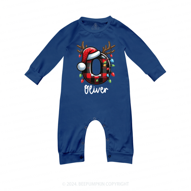 Personalized Shining Lights Christmas Name Family Matching Blue Pajamas Beepumpkin