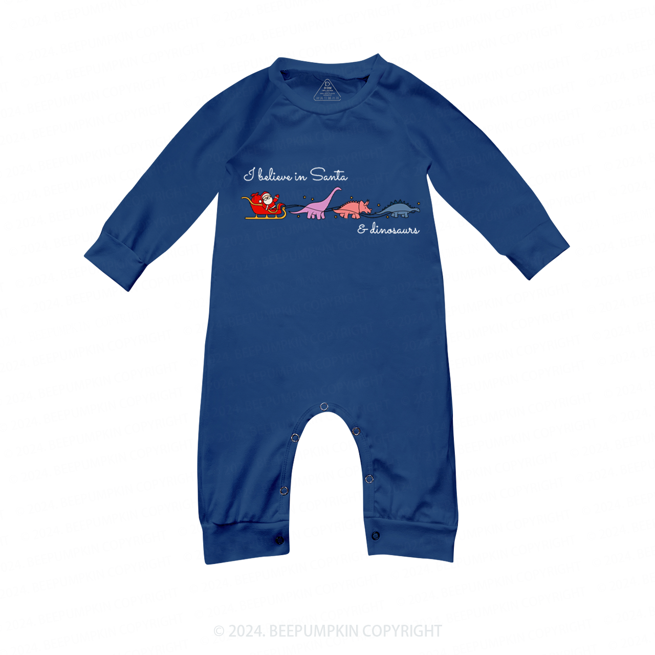 I Believe in Santa and Dinosaurs Matching Blue Pajamas Beepumpkin