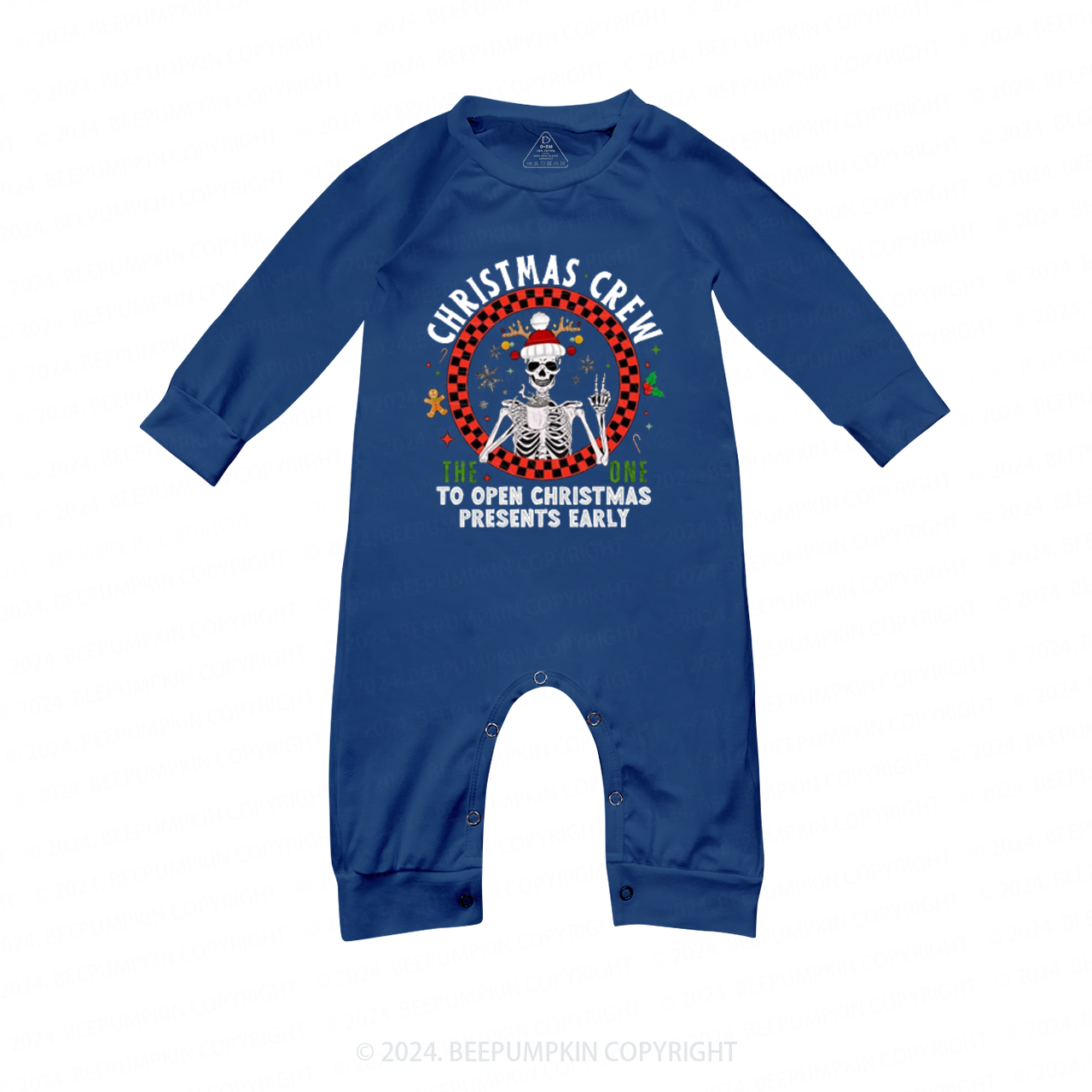 Personalized Skeleton Funny  Christmas Crew Matching Blue Pajamas Beepumpkin