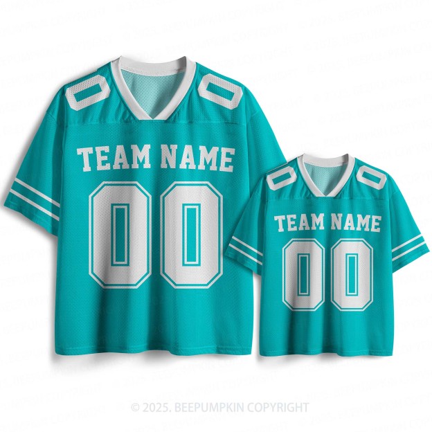 Personalized Team Name & Number Teal Family Matching Sport Jersey Beepumpkin