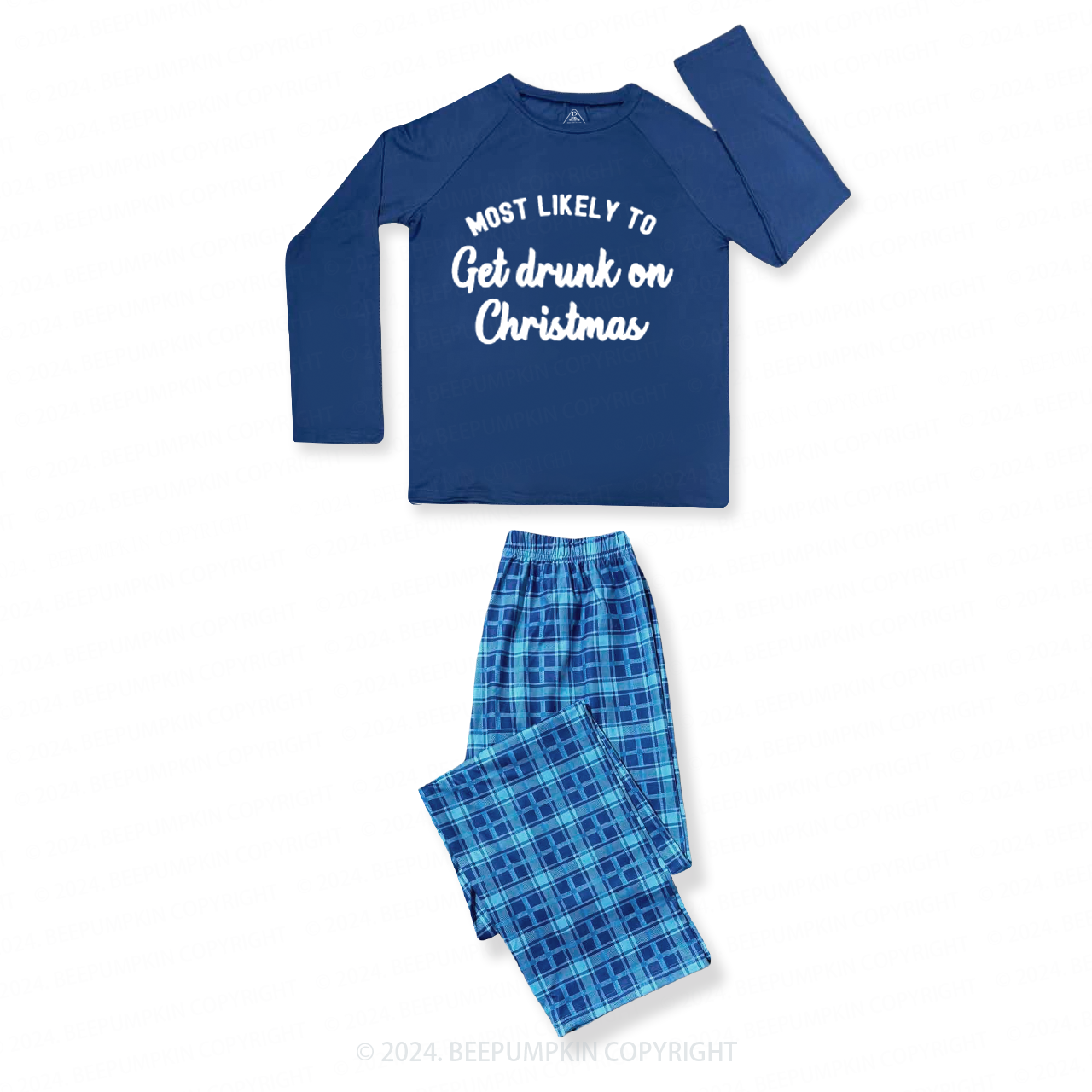 Personalized 12 Most Likely to Christmas Matching Blue Pajamas Beepumpkin