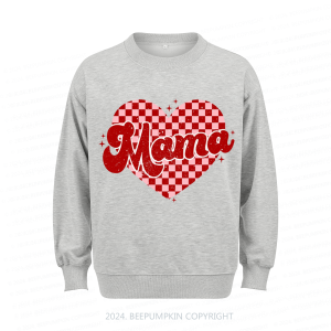 Image of Personalized Mama Checkered Heart Valentine Sweatshirt For Mama Beepumpkin