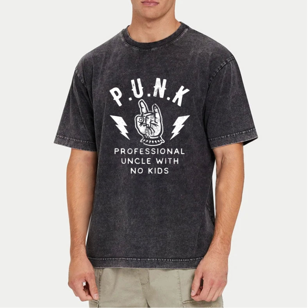 Professional Uncle No Kids Washed T-Shirts 