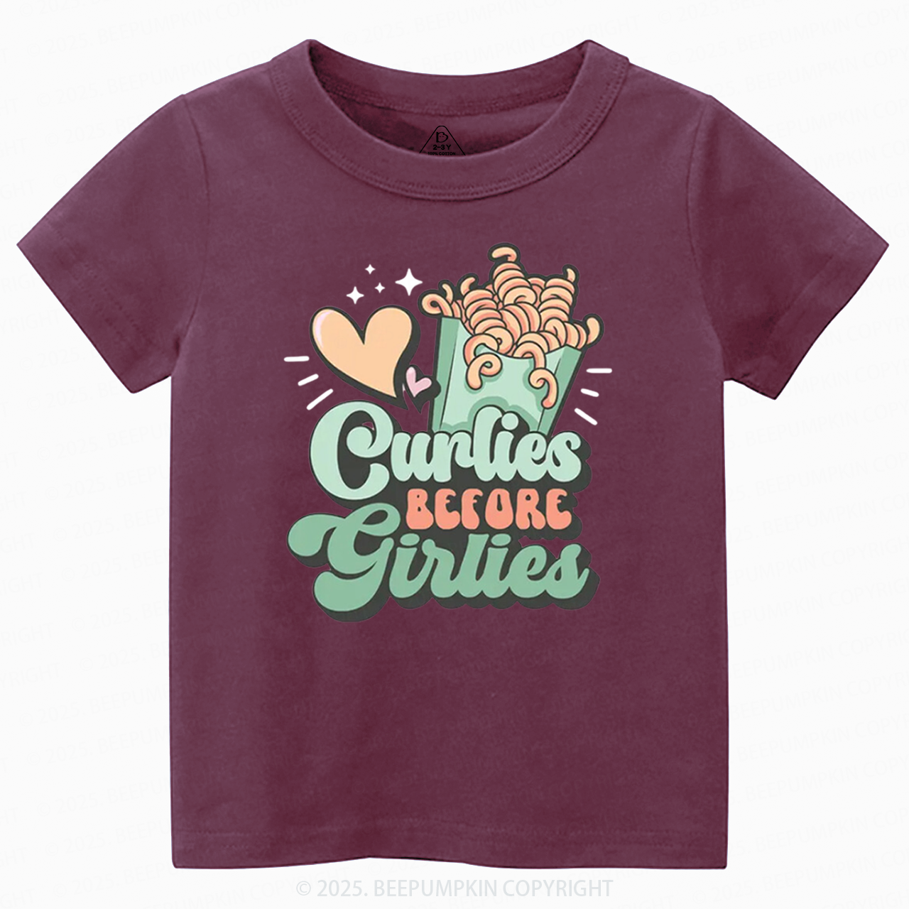 Curlies Before Girlies Valentine's Day Toddler&Kid's Tees Beepumpkin