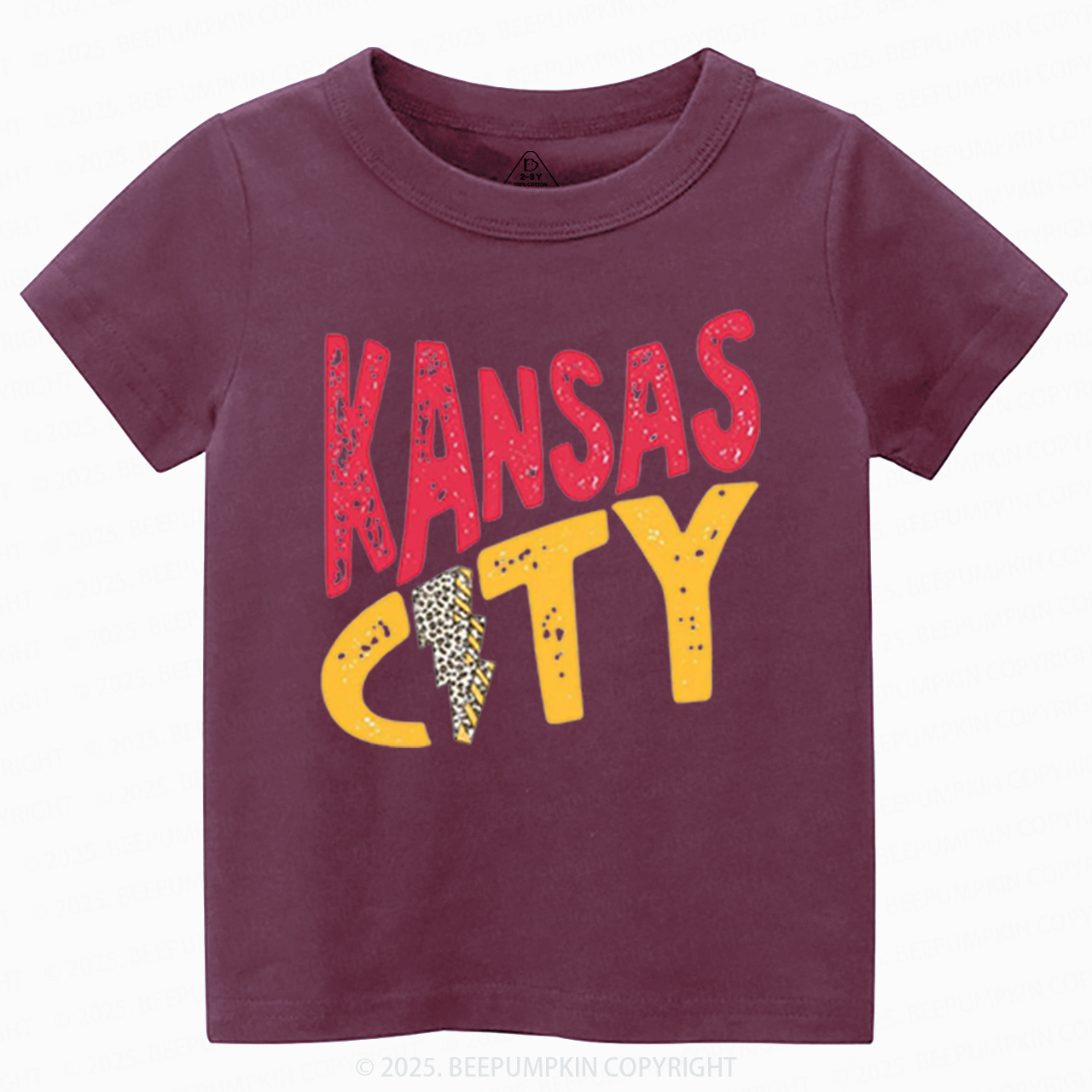 KC Leopard Lightning Football Toddler&Kid's Tees Beepumpkin
