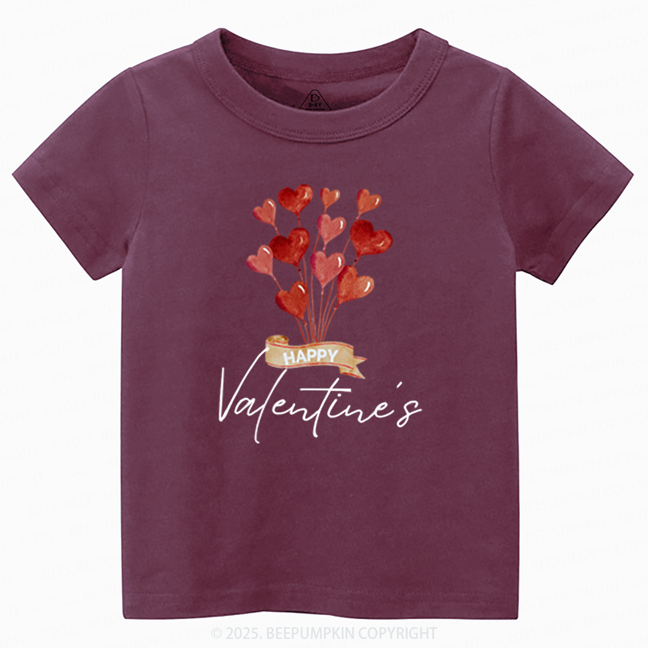 Red Hearts Valentine's Day Toddler&Kid's Tees Beepumpkin