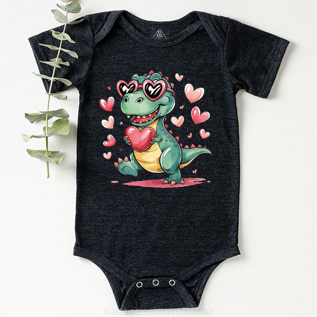 Romantic Dinosaur Valentine's Day Bodysuit Beepumpkin