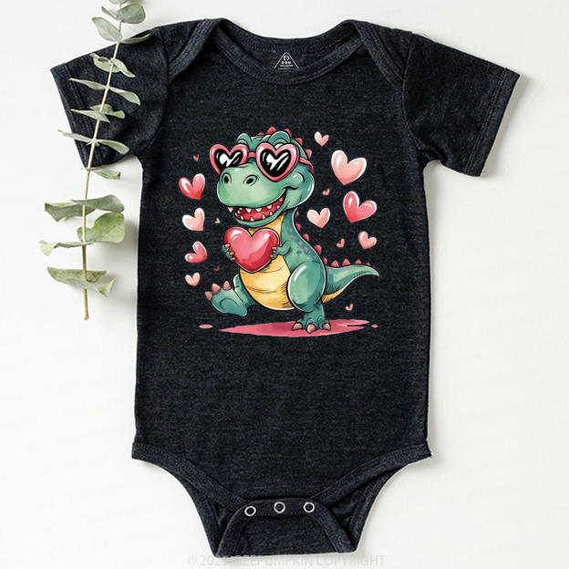 Romantic Dinosaur Valentine's Day Bodysuit Beepumpkin