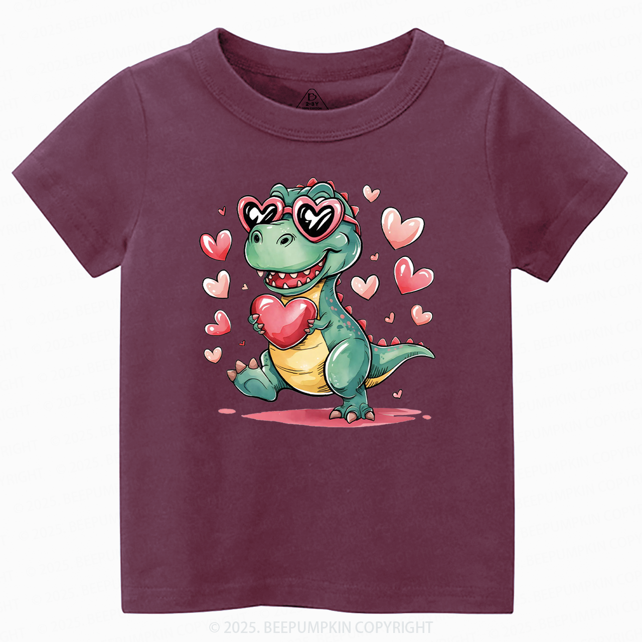 Romantic Dinosaur Valentine's Day Toddler&Kid's Tees Beepumpkin
