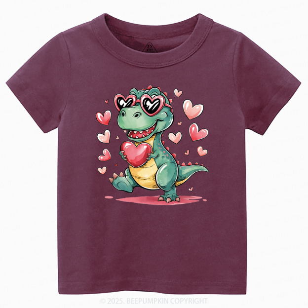 Romantic Dinosaur Valentine's Day Toddler&Kid's Tees Beepumpkin