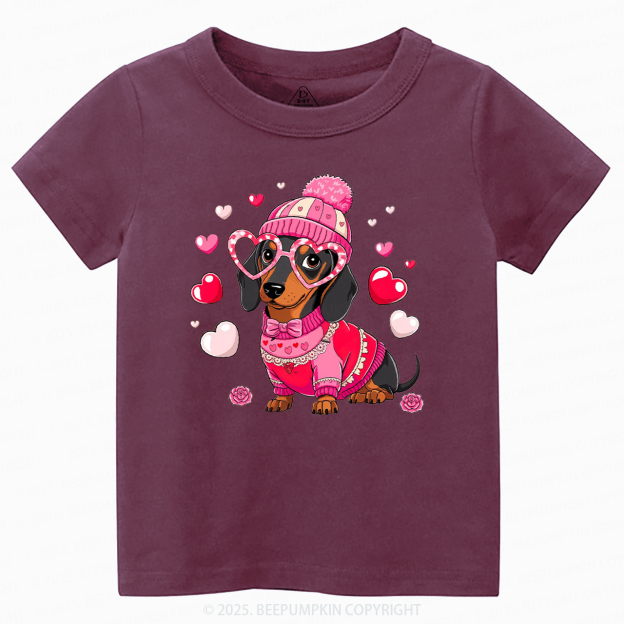 Dachshund Dog Valentine's Day Toddler&Kid's Tees Beepumpkin