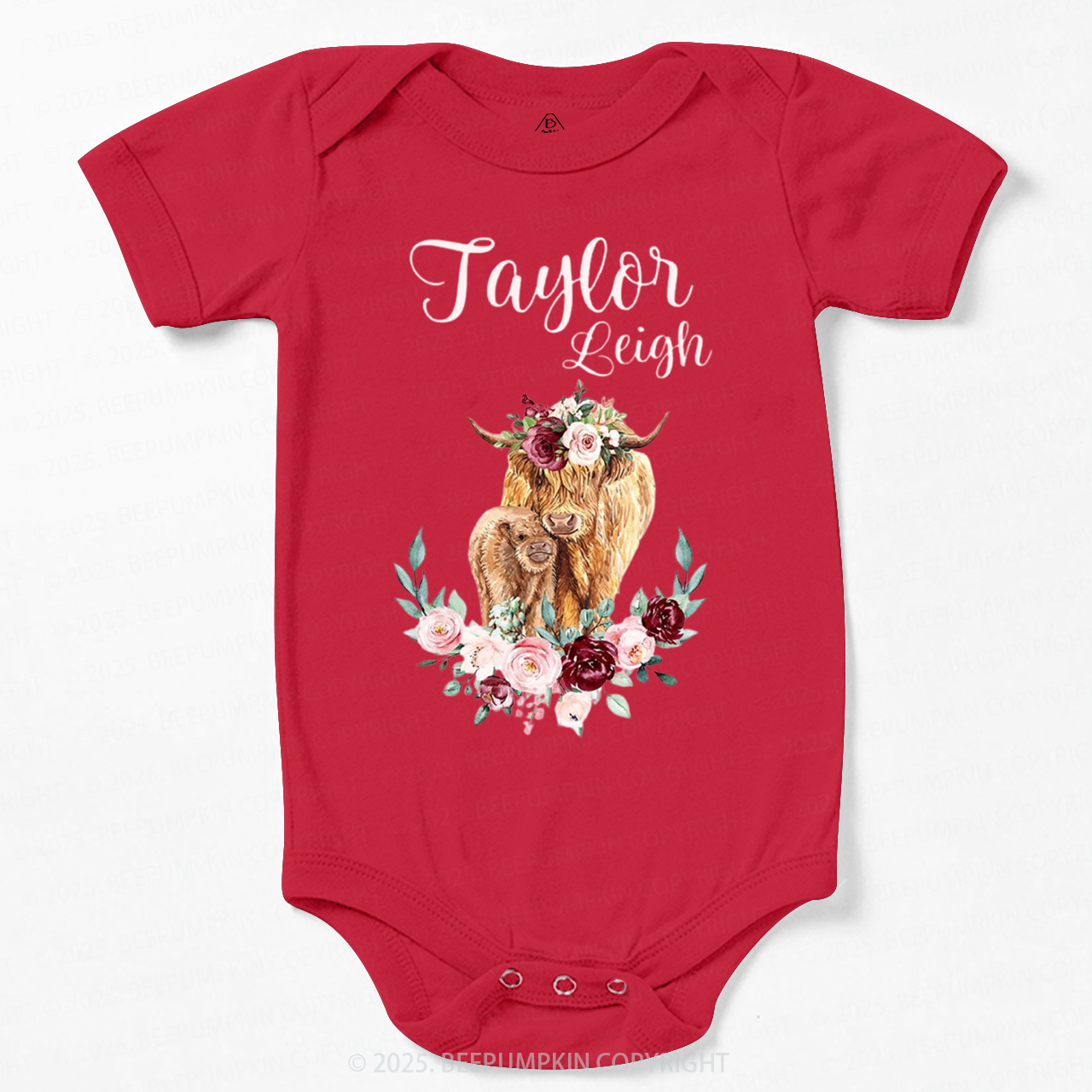 Personalized Name Highland Cow Baby Bodysuit Beepumpkin