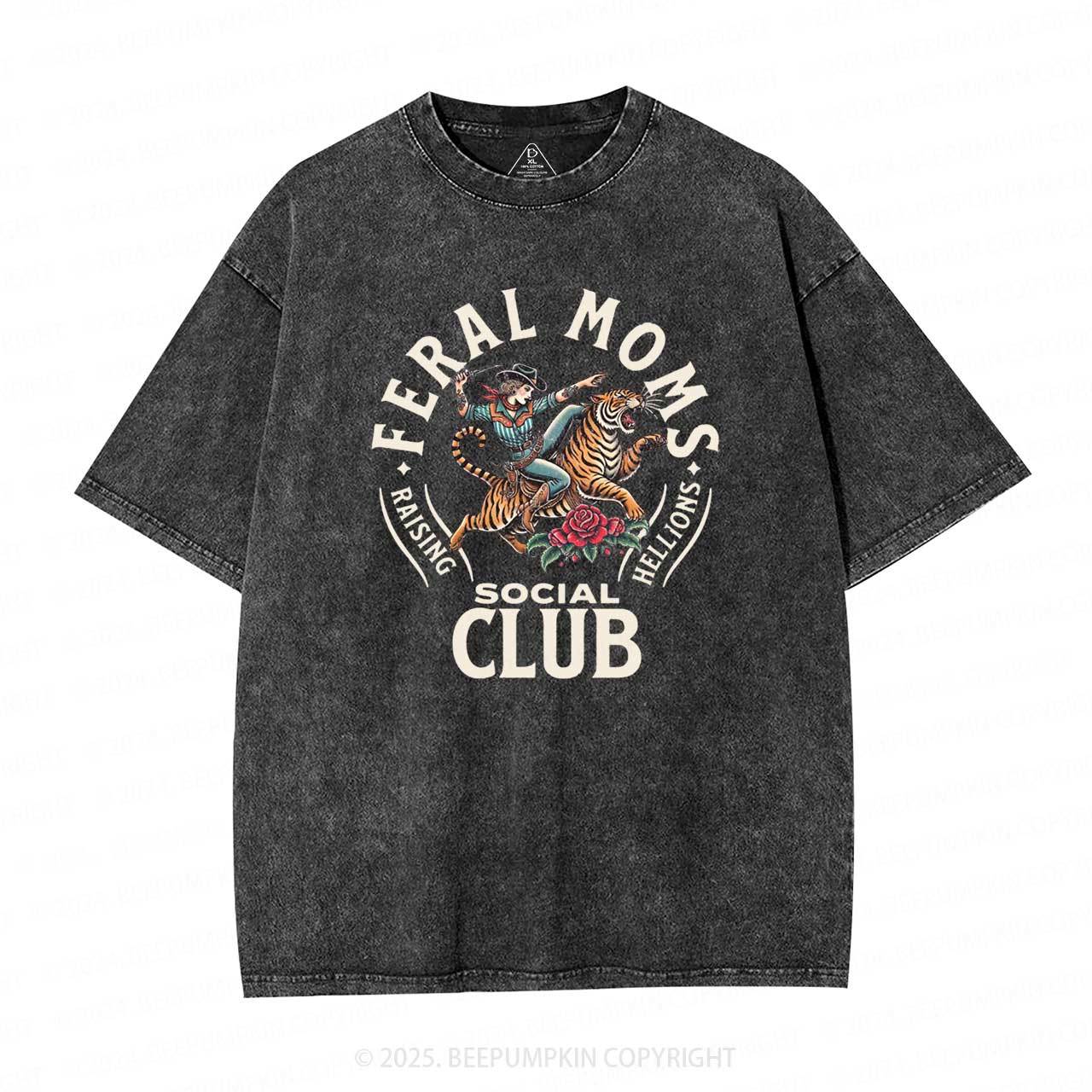 Feral Moms Social Club Washed T-Shirts