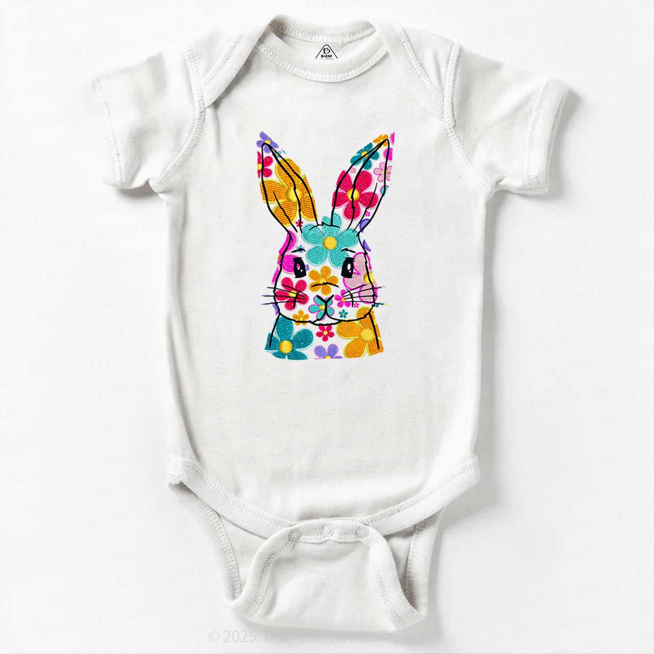 Bright Floral Bunny Easter Bodysuit Beepumpkin