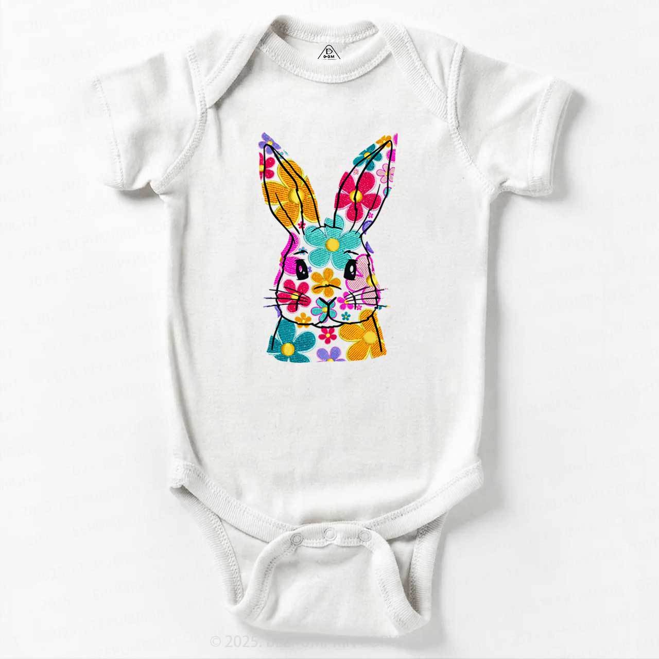 Bright Floral Bunny Easter Bodysuit Beepumpkin