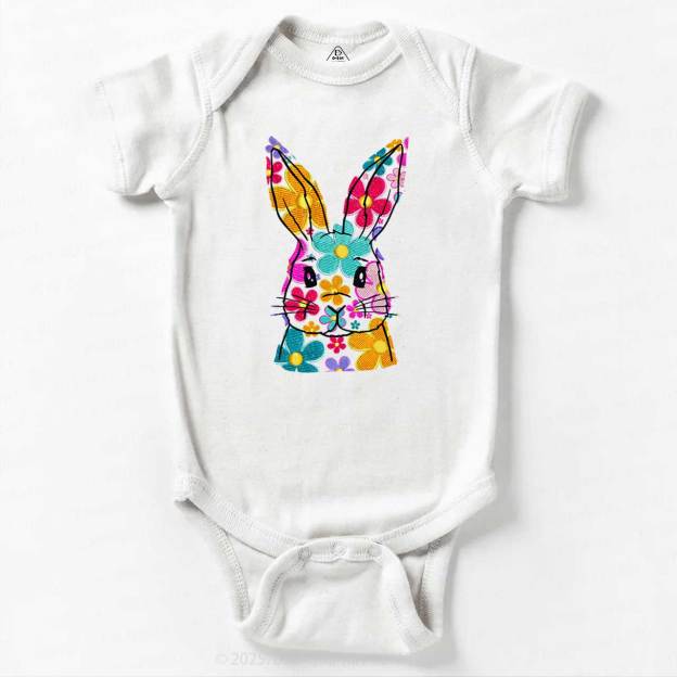 Bright Floral Bunny Easter Bodysuit Beepumpkin