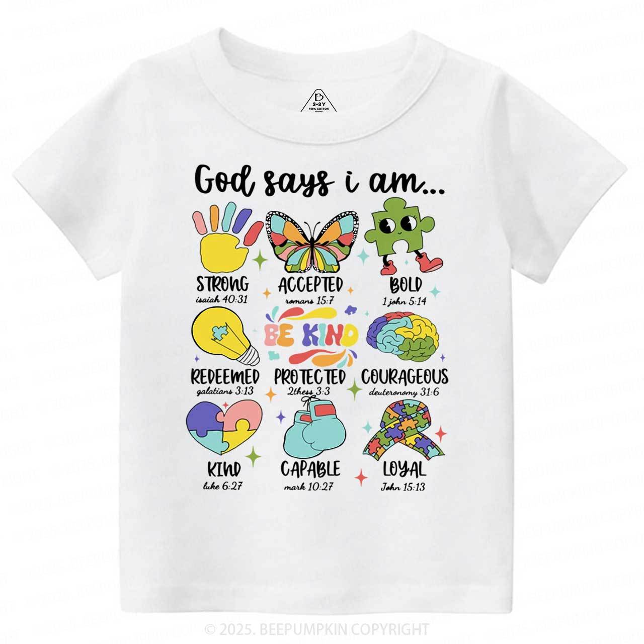 God Says I Am Toddler&Kid's Tees Beepumpkin
