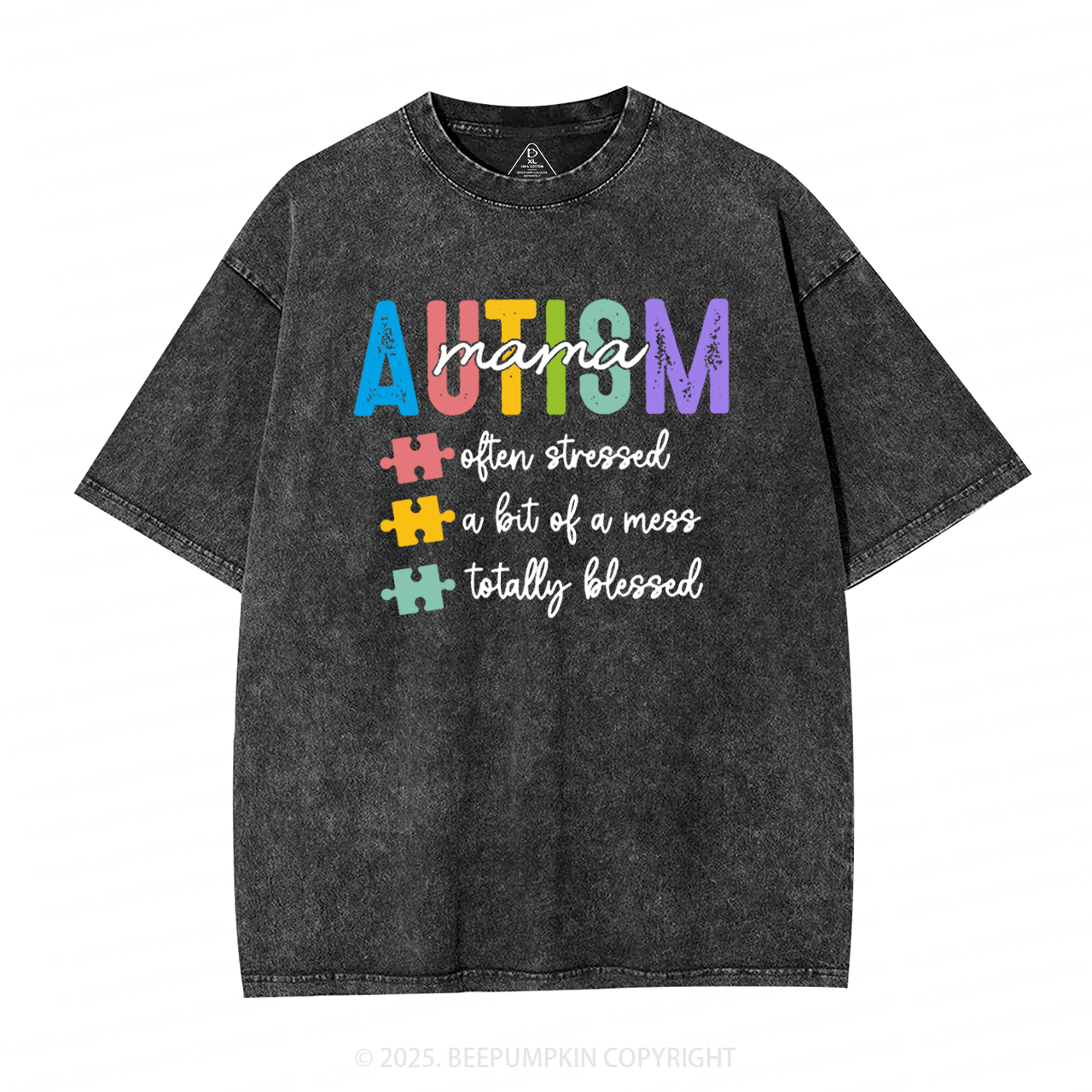 Awareness Autism Mama Washed T-Shirts