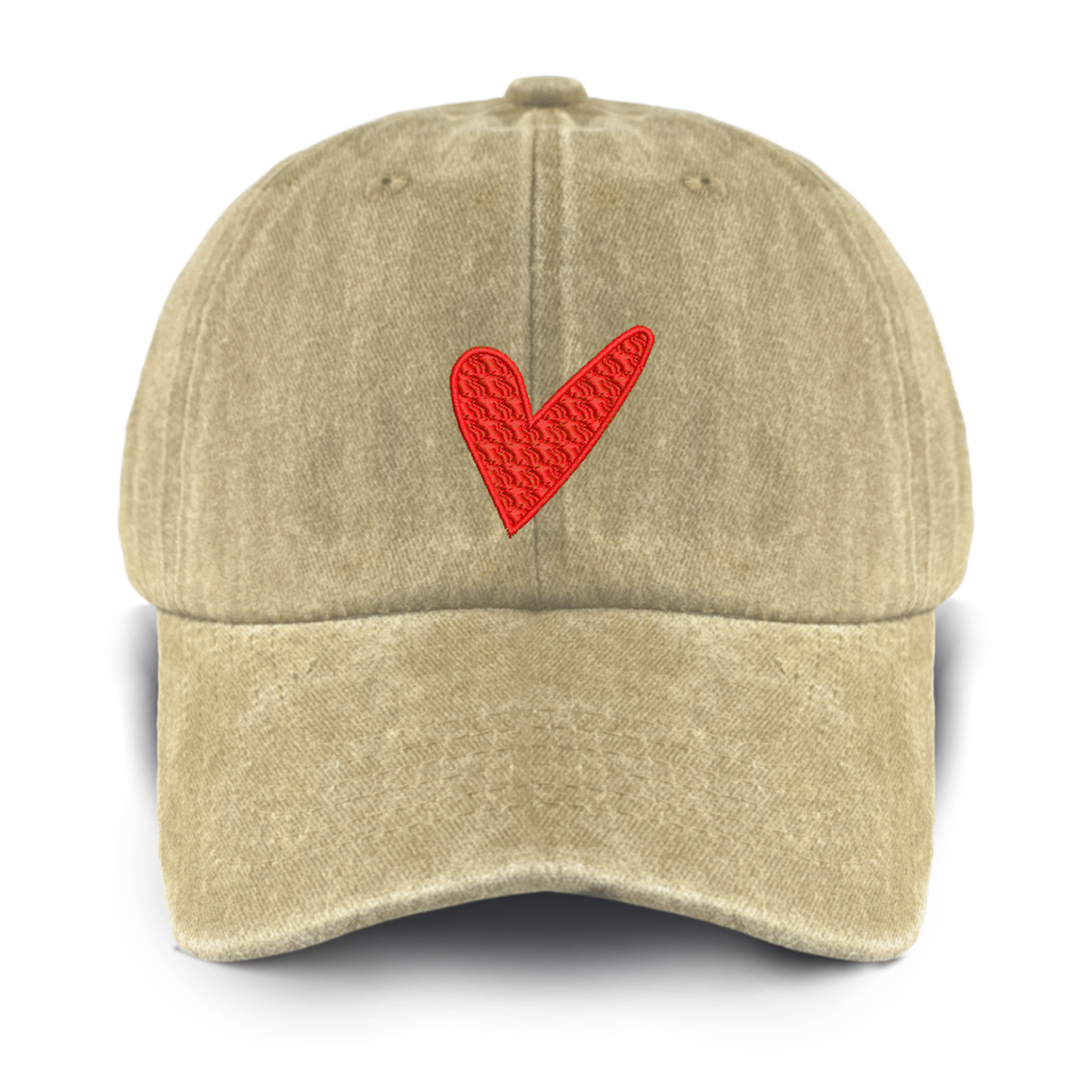 Red Love Heart Washed Baseball Cap For Kids