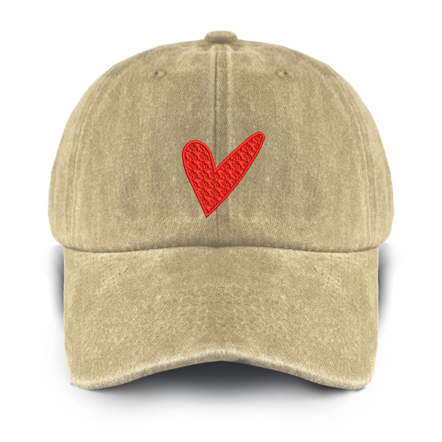 Red Love Heart Washed Baseball Cap For Kids