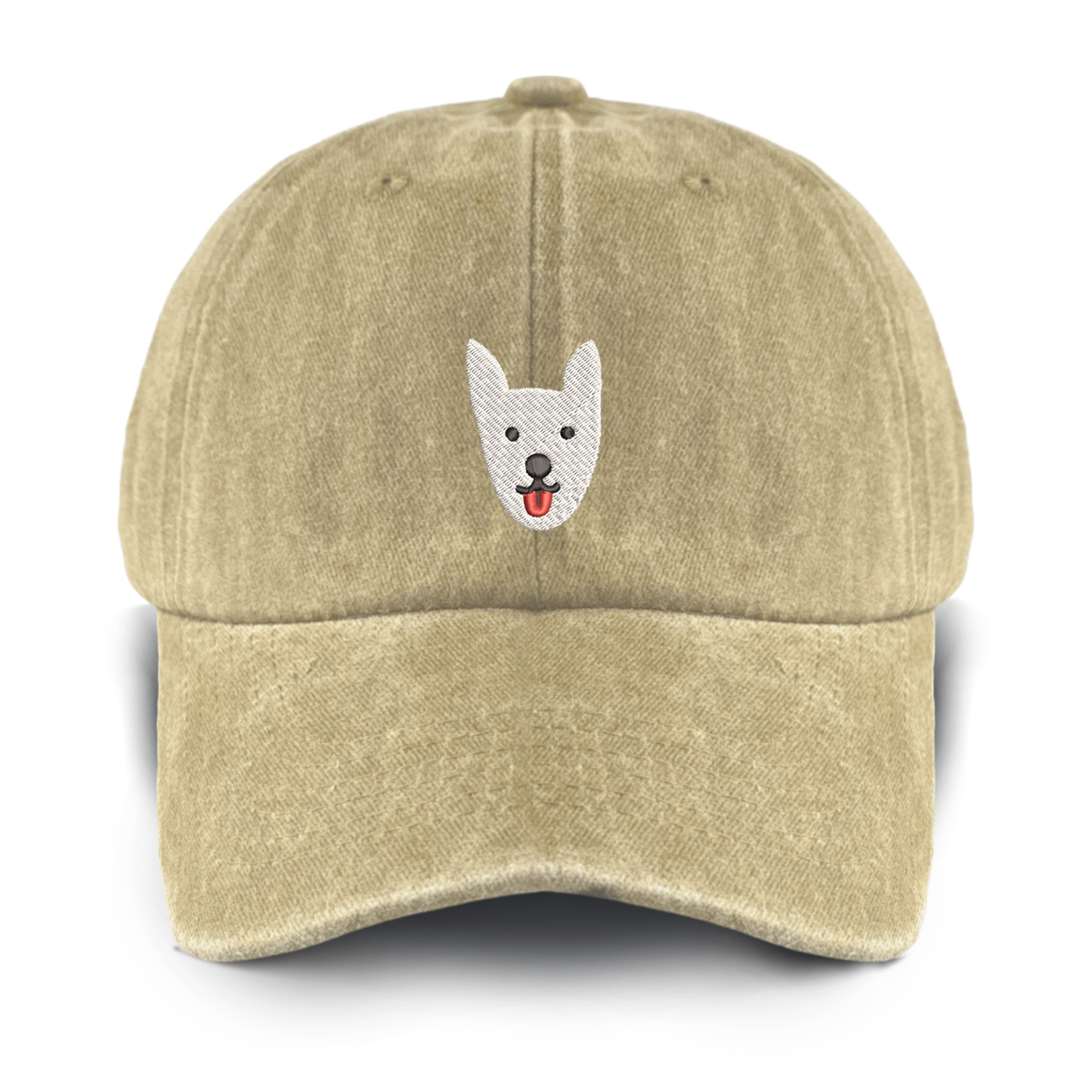 Embroidered White Dog Washed Baseball Cap For Kids