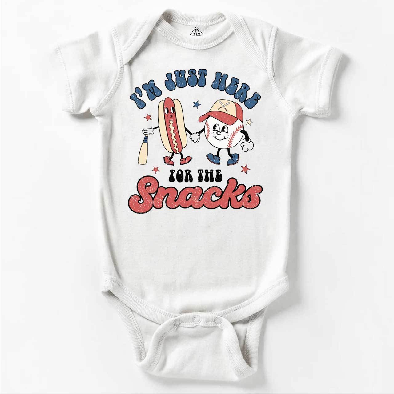 I'm Just Here For The Snacks Baseball Bodysuit Beepumpkin