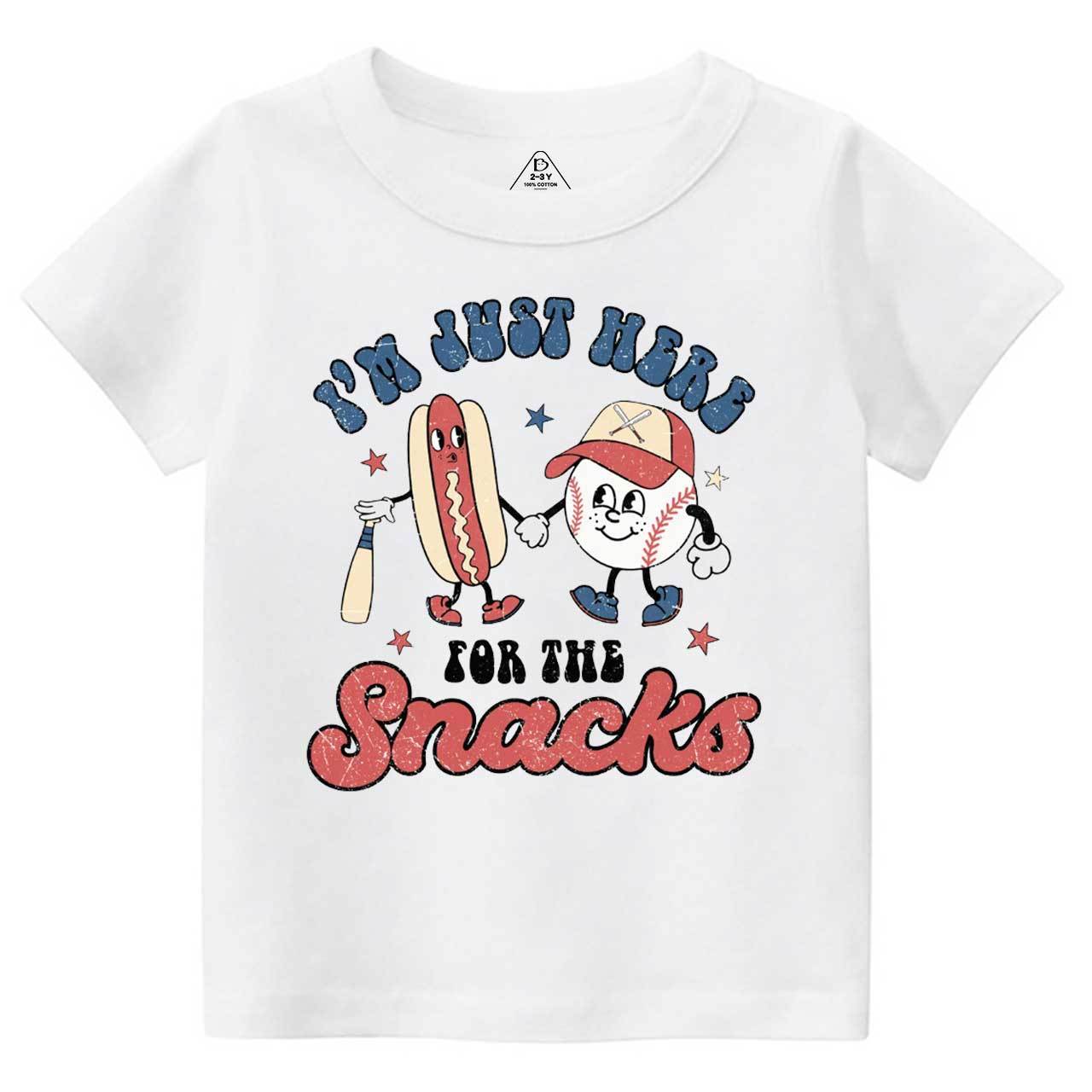 I'm Just Here For The Snacks Baseball  Toddler&Kid's Tees Beepumpkin