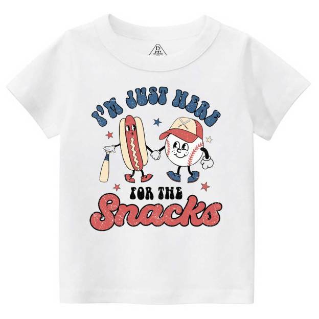 I'm Just Here For The Snacks Baseball  Toddler&Kid's Tees Beepumpkin
