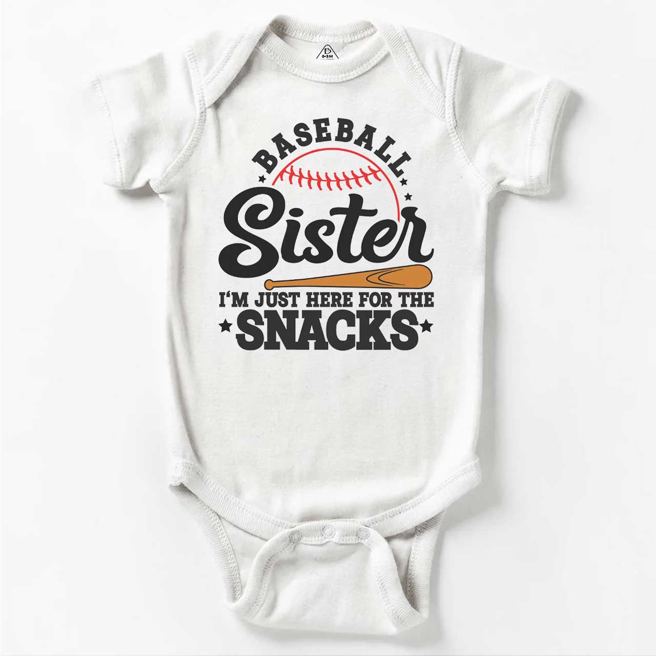 Baseball Sister I'm Just Here For The Snacks Bodysuit Beepumpkin