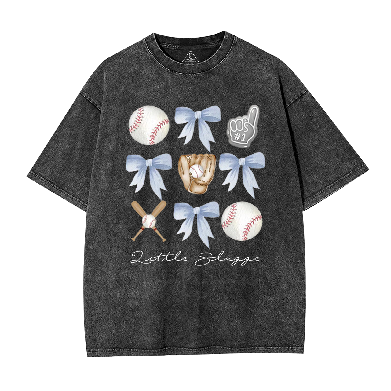Personalized Bow Baseball Washed T-Shirts