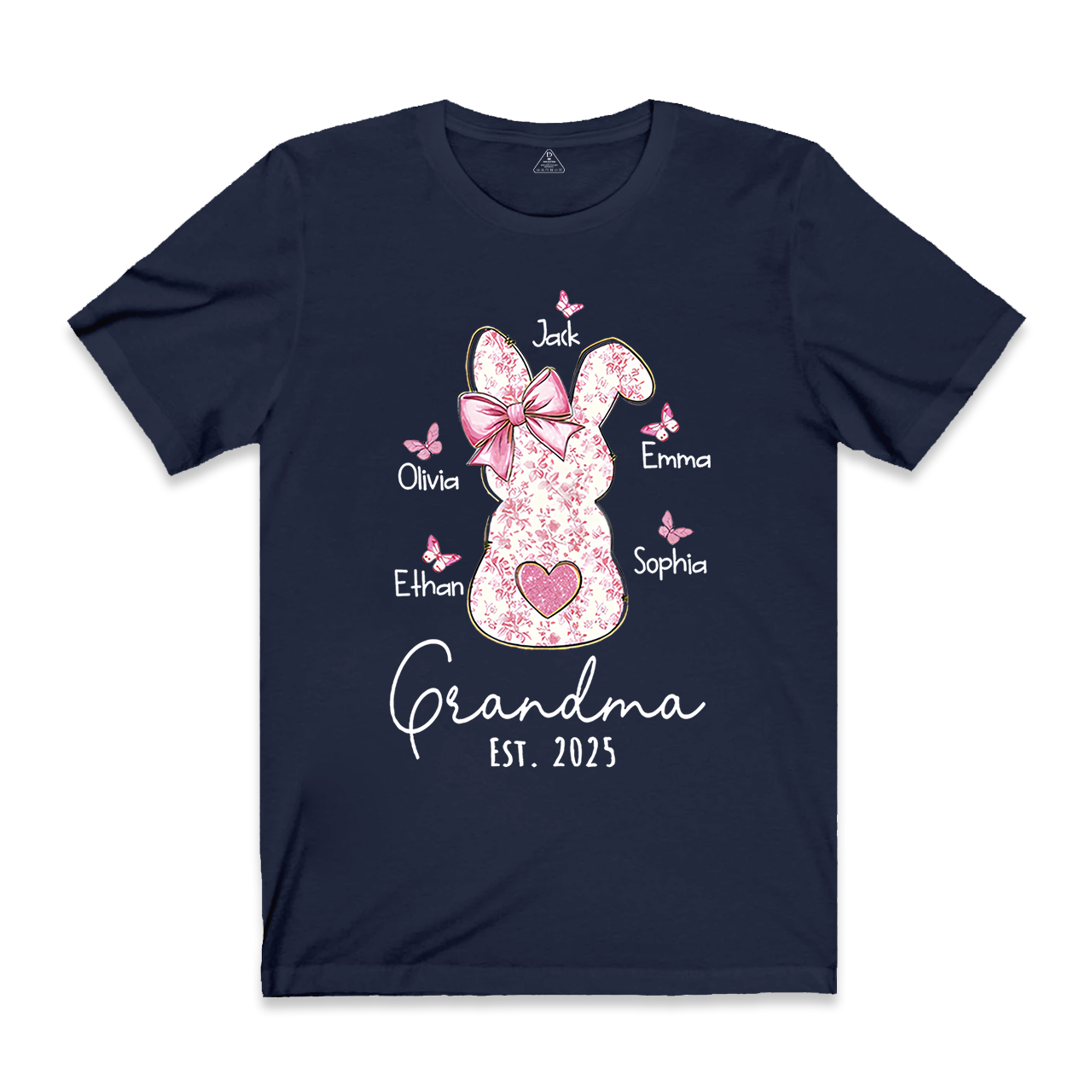 Personalised Pink Floral Butterfly Bunny Easter T-Shirt