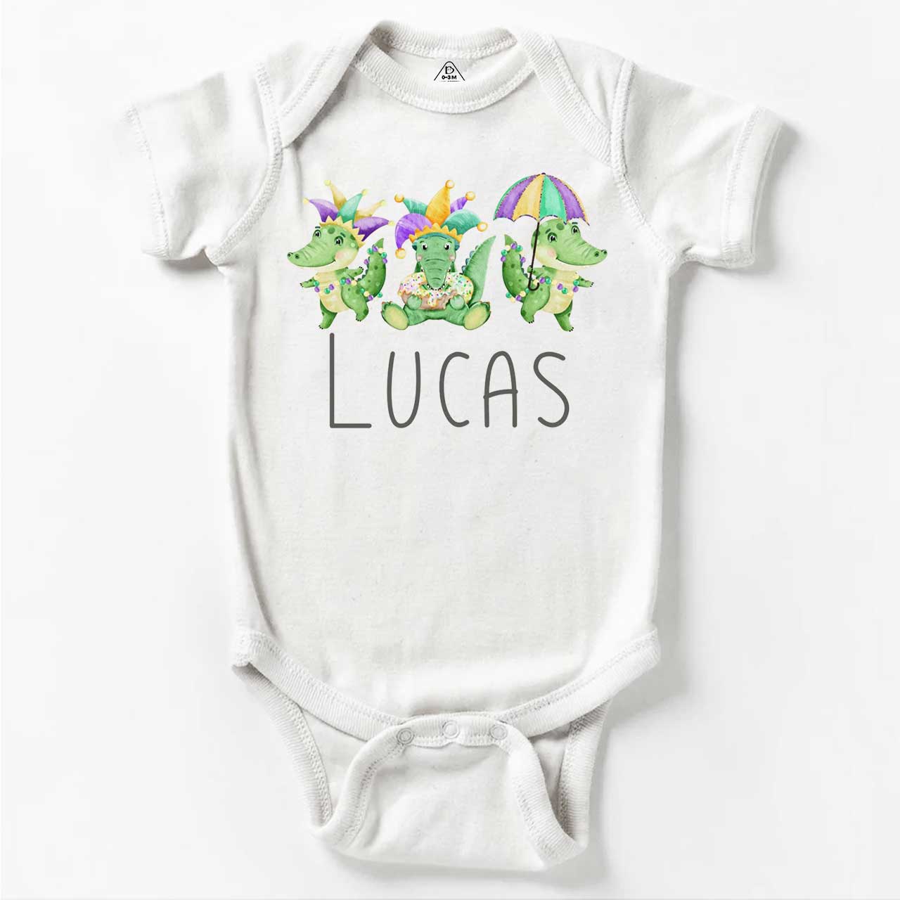 Personalized Mardi Gras Alligators Bodysuit Beepumpkin