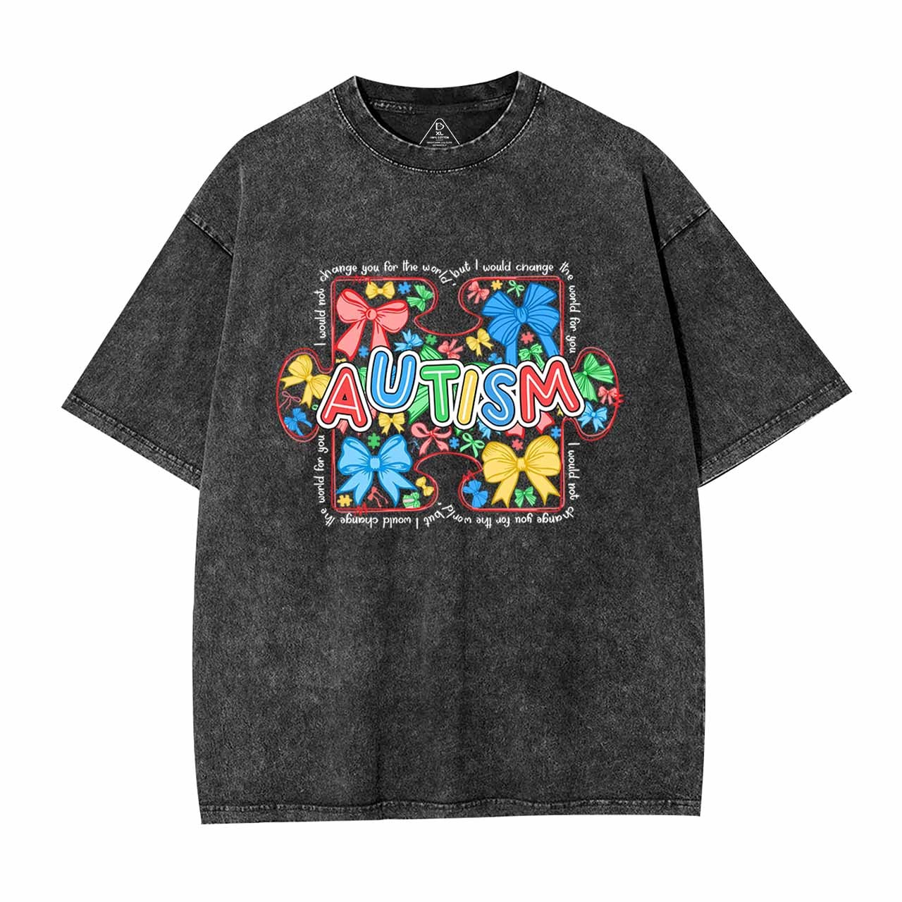 Autism Awareness Coquette Mama Washed T-Shirts