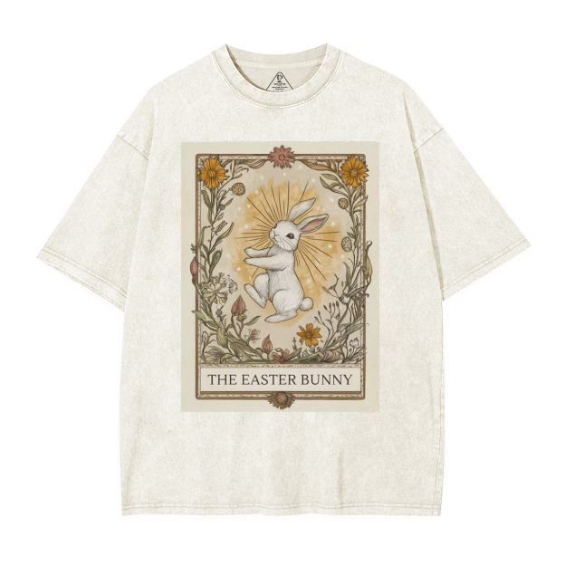 Easter Bunny Tarot Card Lover Mama Washed T-Shirts