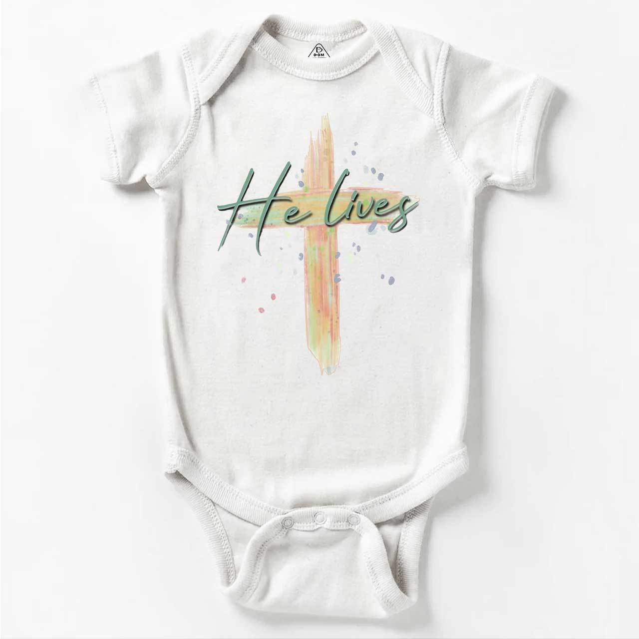 He Lives Natural Bodysuit Beepumpkin