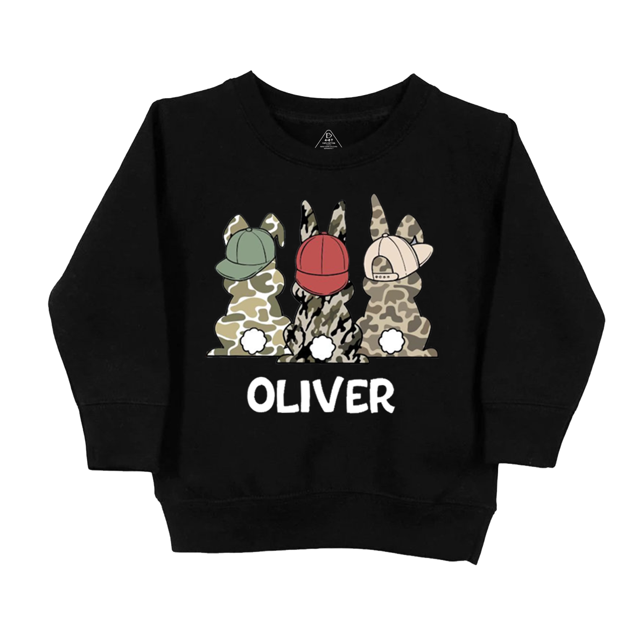 Personalized Name Camouflage Easter Bunny Kid's Sweatshirt