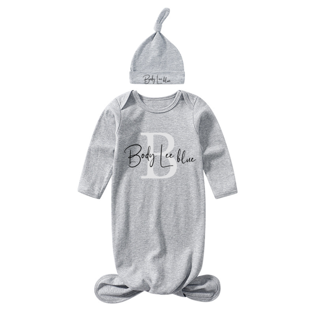 Personalized Capital Letters Name Baby Gown With Hat