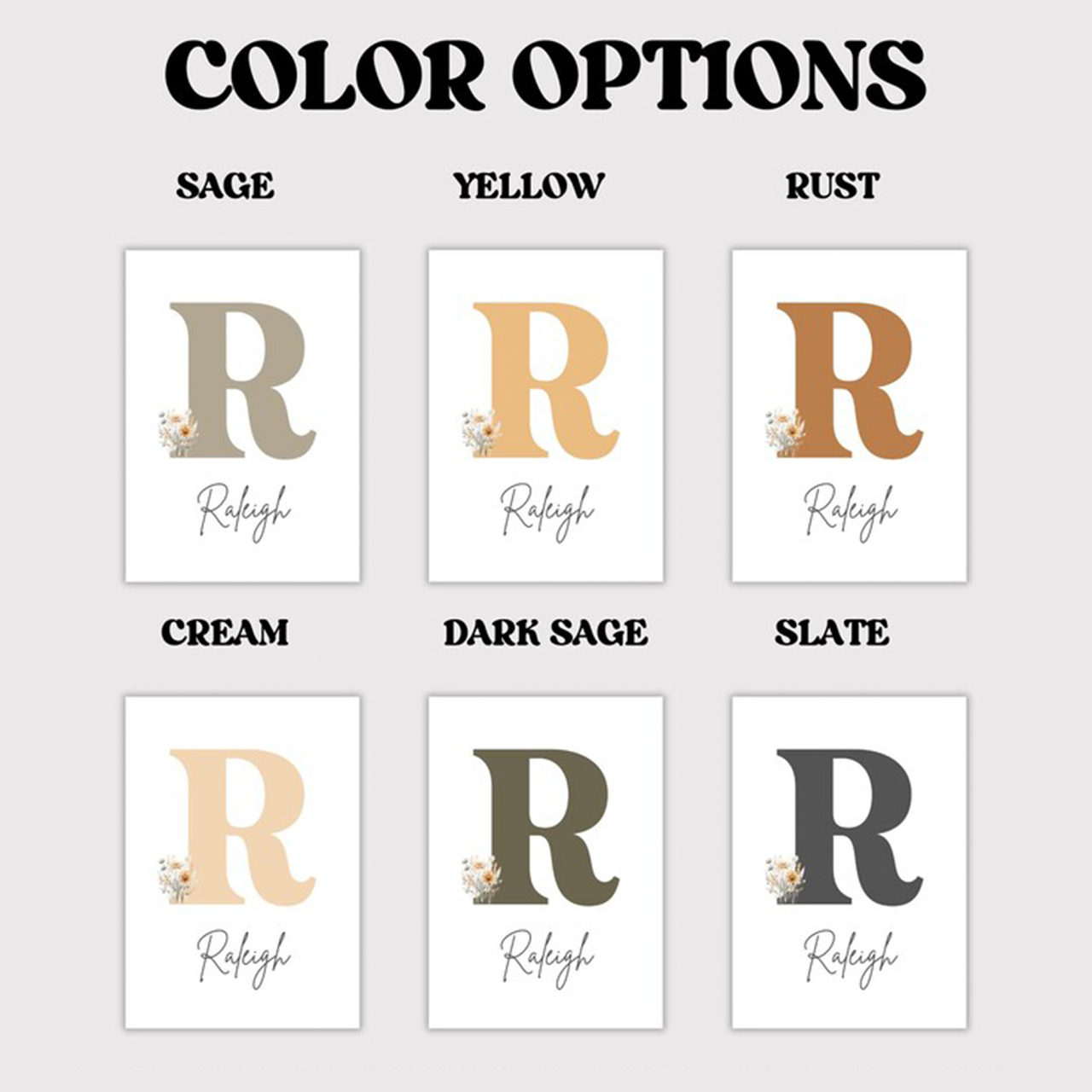 Personalized Name Wildflowers Digital Nursery Art