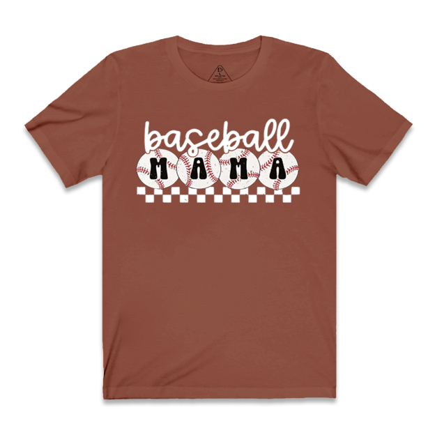 Checkered Baseball Mama T-Shirts