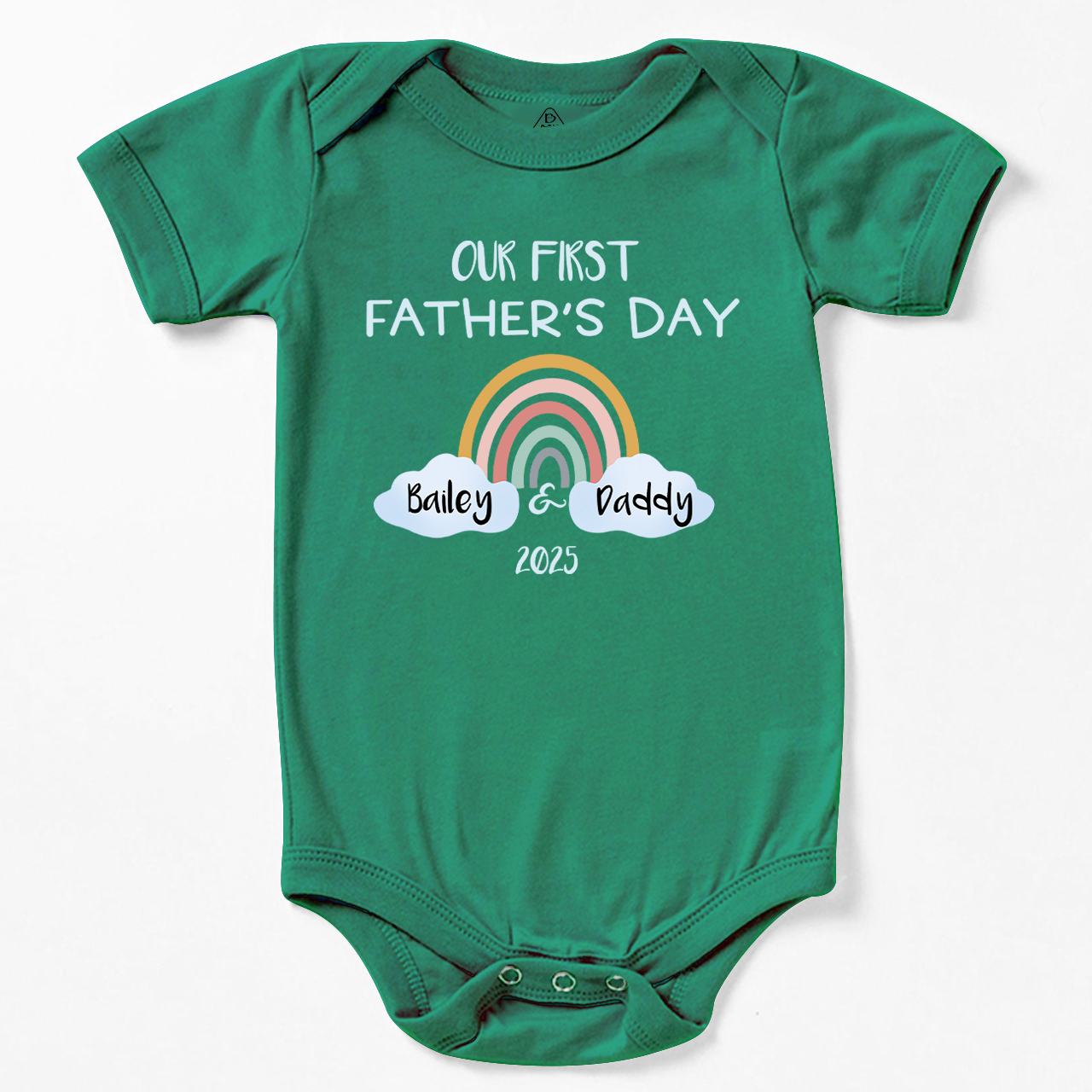 Personalization Our First Father's Day Rainbow Bodysuit For Baby
