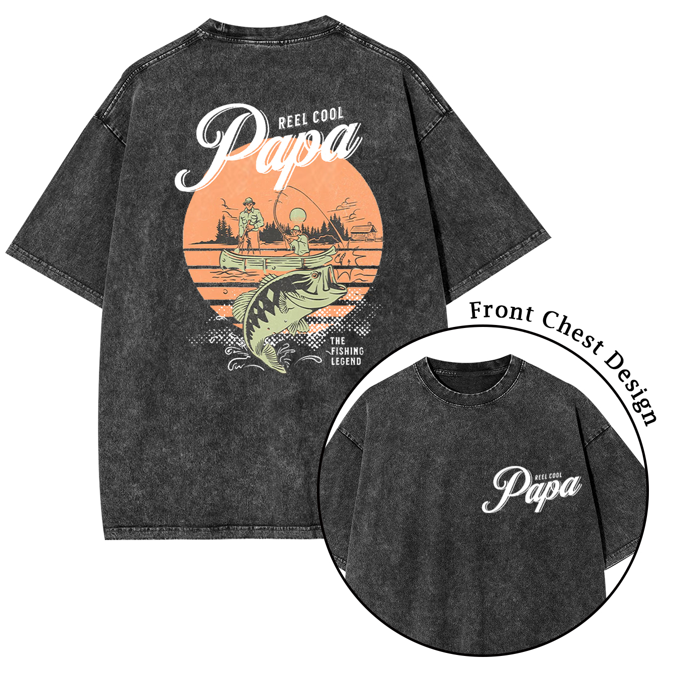 Personalized Cool Dad Fishing Washed T-Shirts