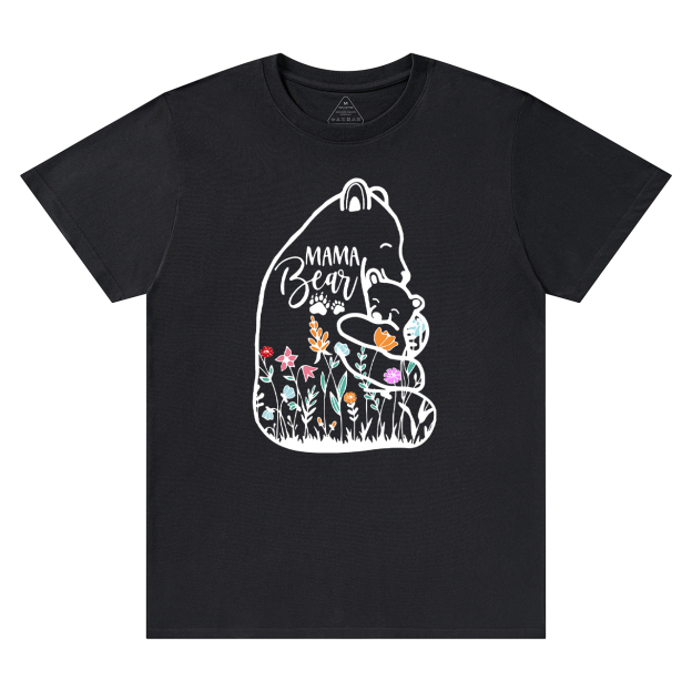Cute Mama Bear And Baby With Wildflowers Tees