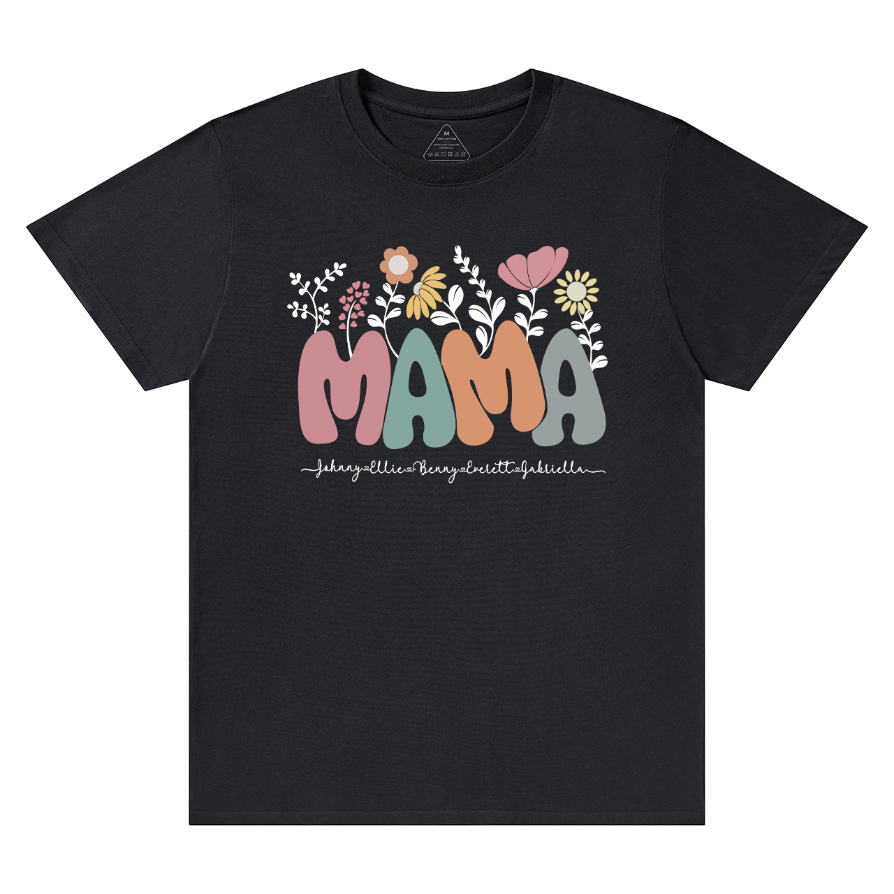 Personalized Floral Mom Shirt With Kids Names